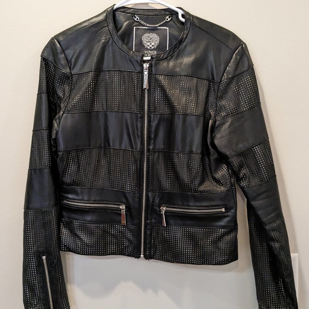 Vince Camuto Faux Leather Black Jacket Size S
